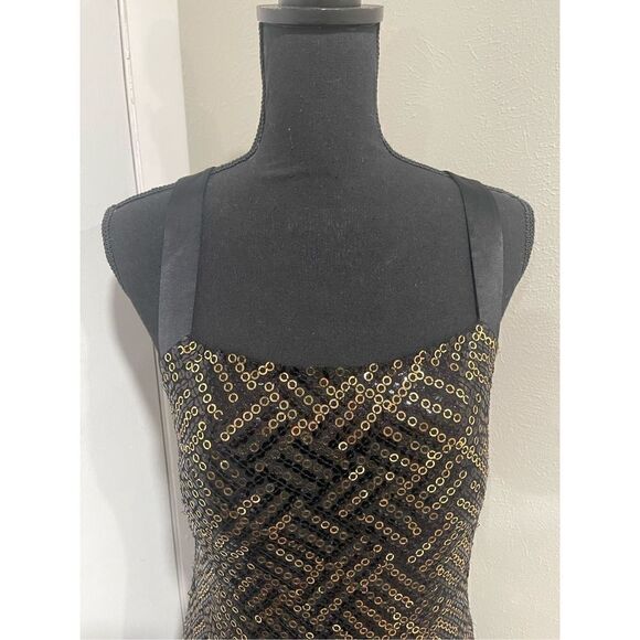 Marc Bouwer Black & Gold Sequined Dress Size 10 - Picture 2 of 12